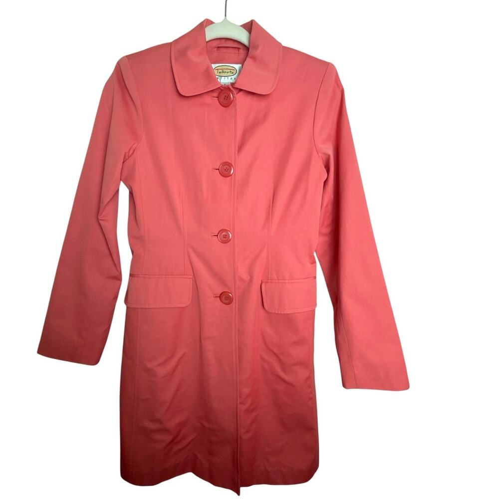 Talbots Petites Coral Pink Tailored Light Weight Trench Coat Petite Small